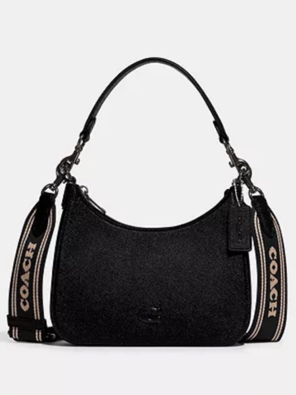 Authentic COACH Nolan Hobo Crossbody Bag in Black Crossgrain Leather